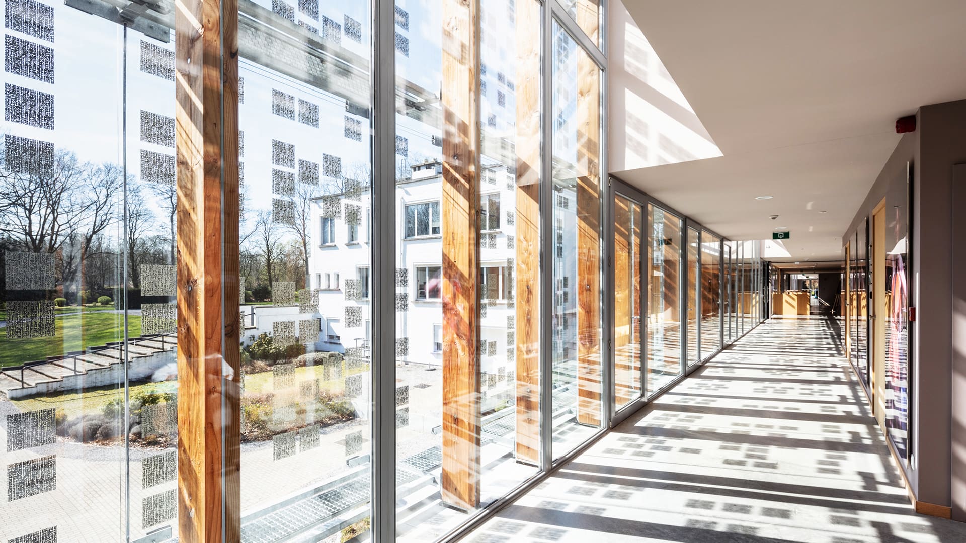 Chapelle Musicale Reine Elisabeth corridor window bay inside view