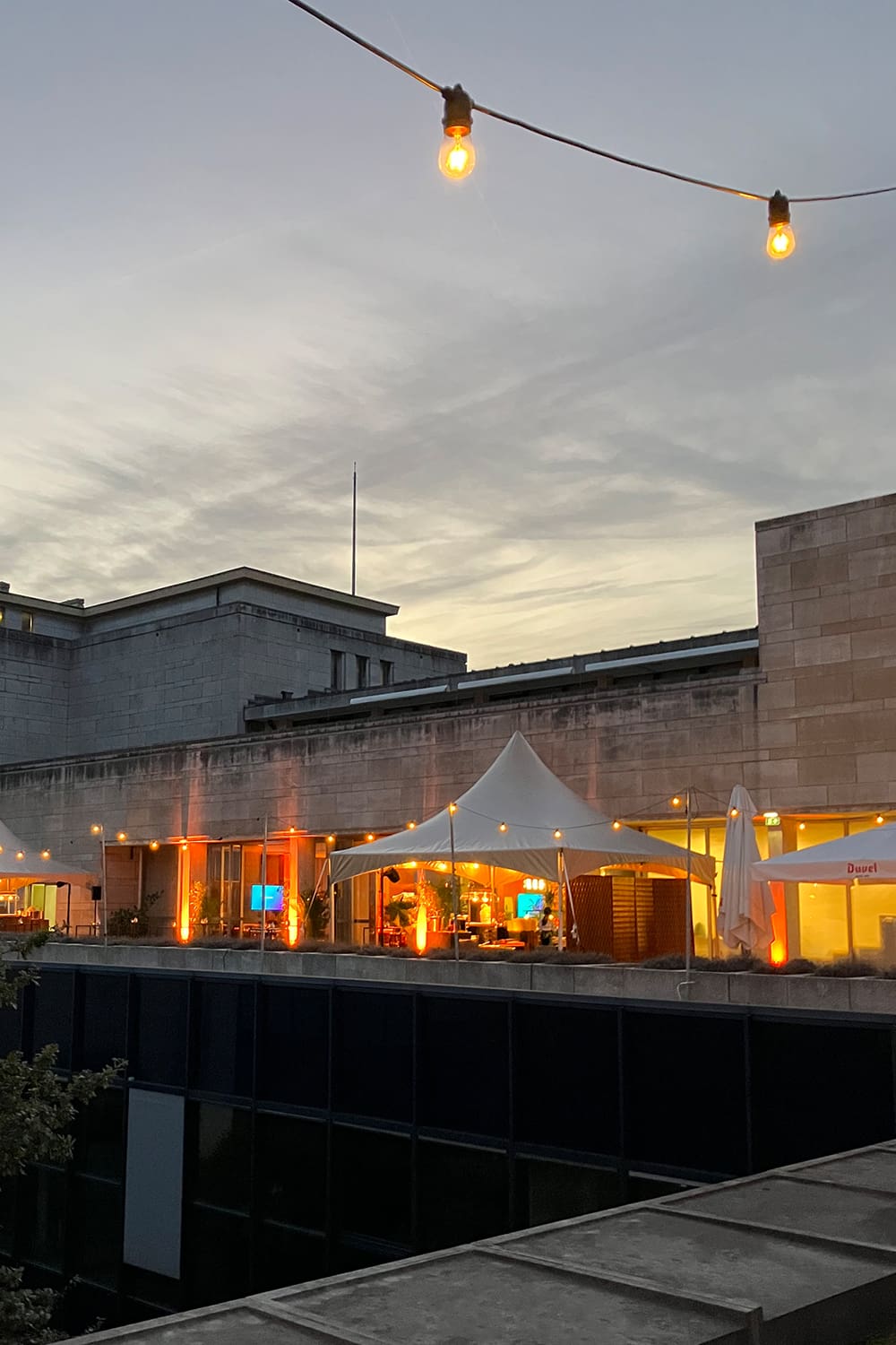 Albert rooftop venue event Choux de Bruxelles sunset terrace view warm lights