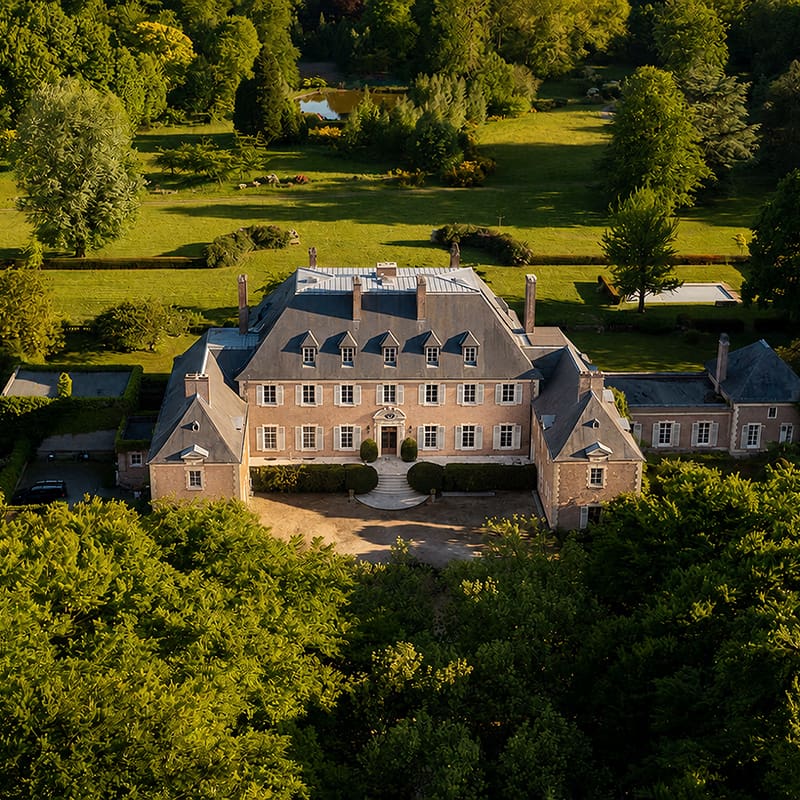 Choux de Bruxelles event Manoir d'Argenteuil aerial drone view